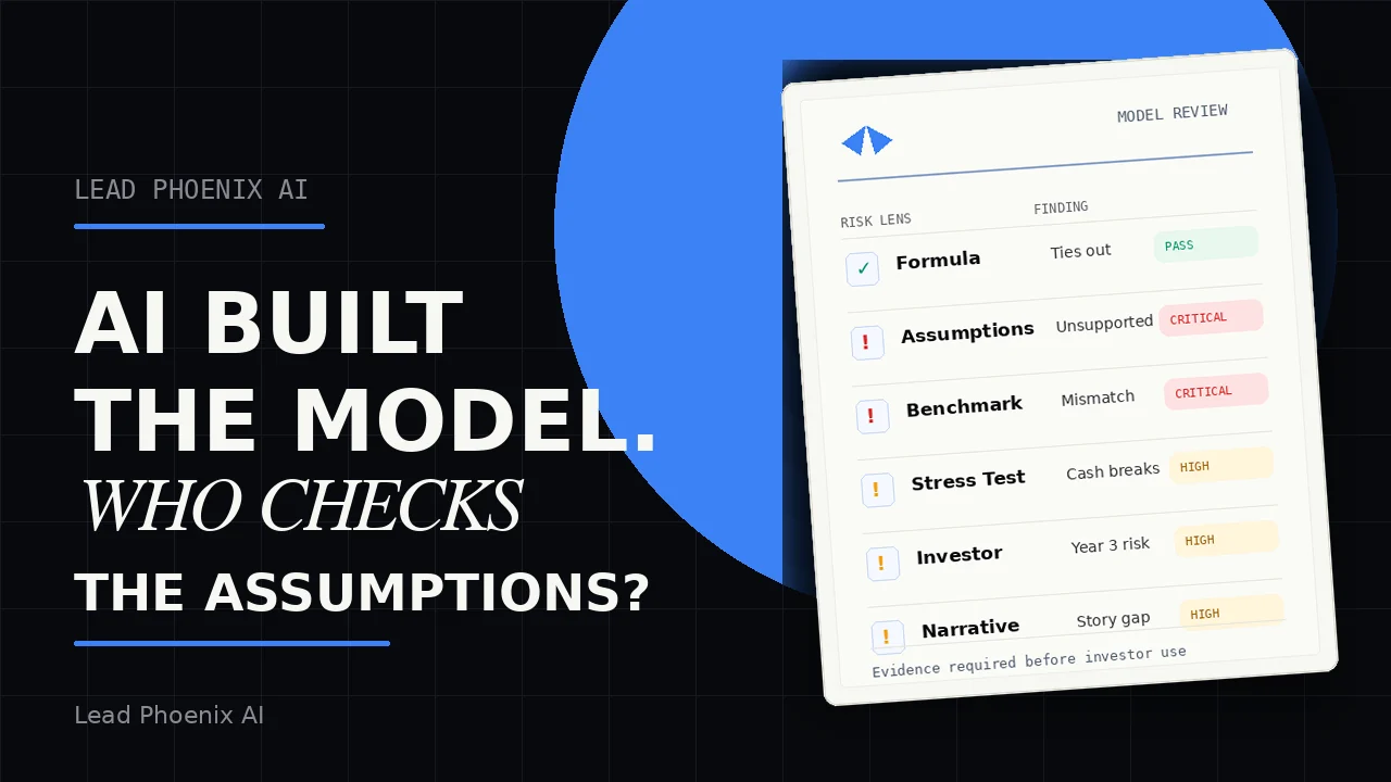 Financial Model Council thumbnail showing AI-built model assumptions review